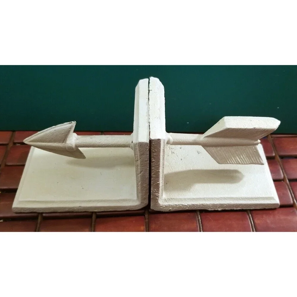 HomArt Cast Iron Arrow Bookends Antique White 5